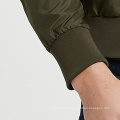 Men recycled bomber jacket army green Rpet jacket with pockets and heavy rib short body spring jacket for men